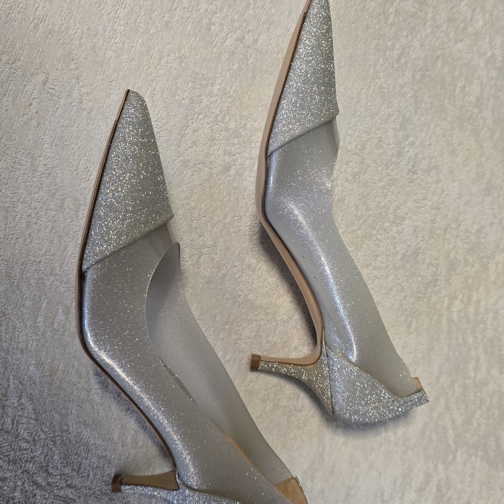 Gianvito Rossi Silver Glitter Heels